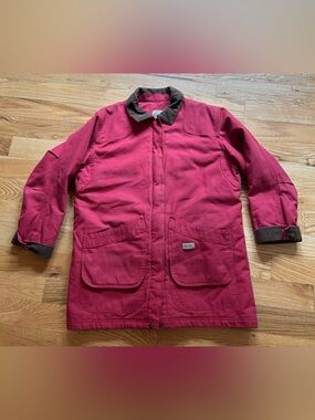 Vintage Berne Workwear Canvas Chore Coat Jacket Red Women's Large EUC